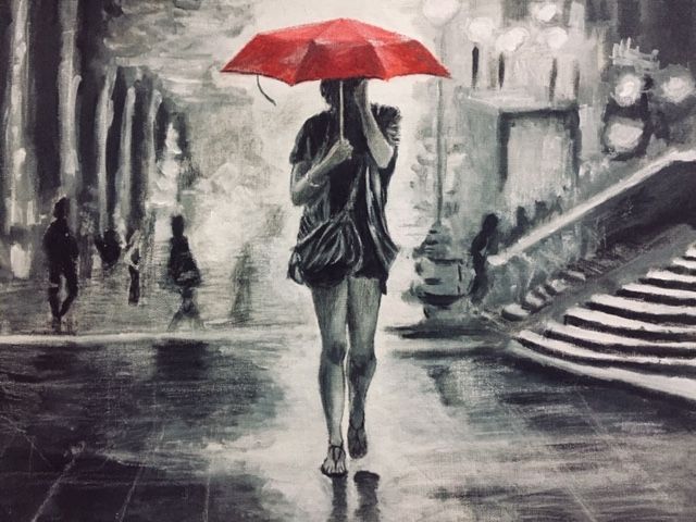 Ragazza con l`ombrello rosso | Gaetano 